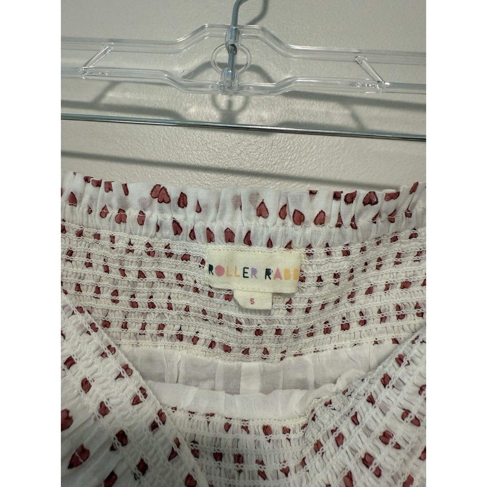 Roller Rabbit Hearts Siggy Tiered Ruffle Smocked Waist Mini Skirt Size Small - Picture 5 of 8